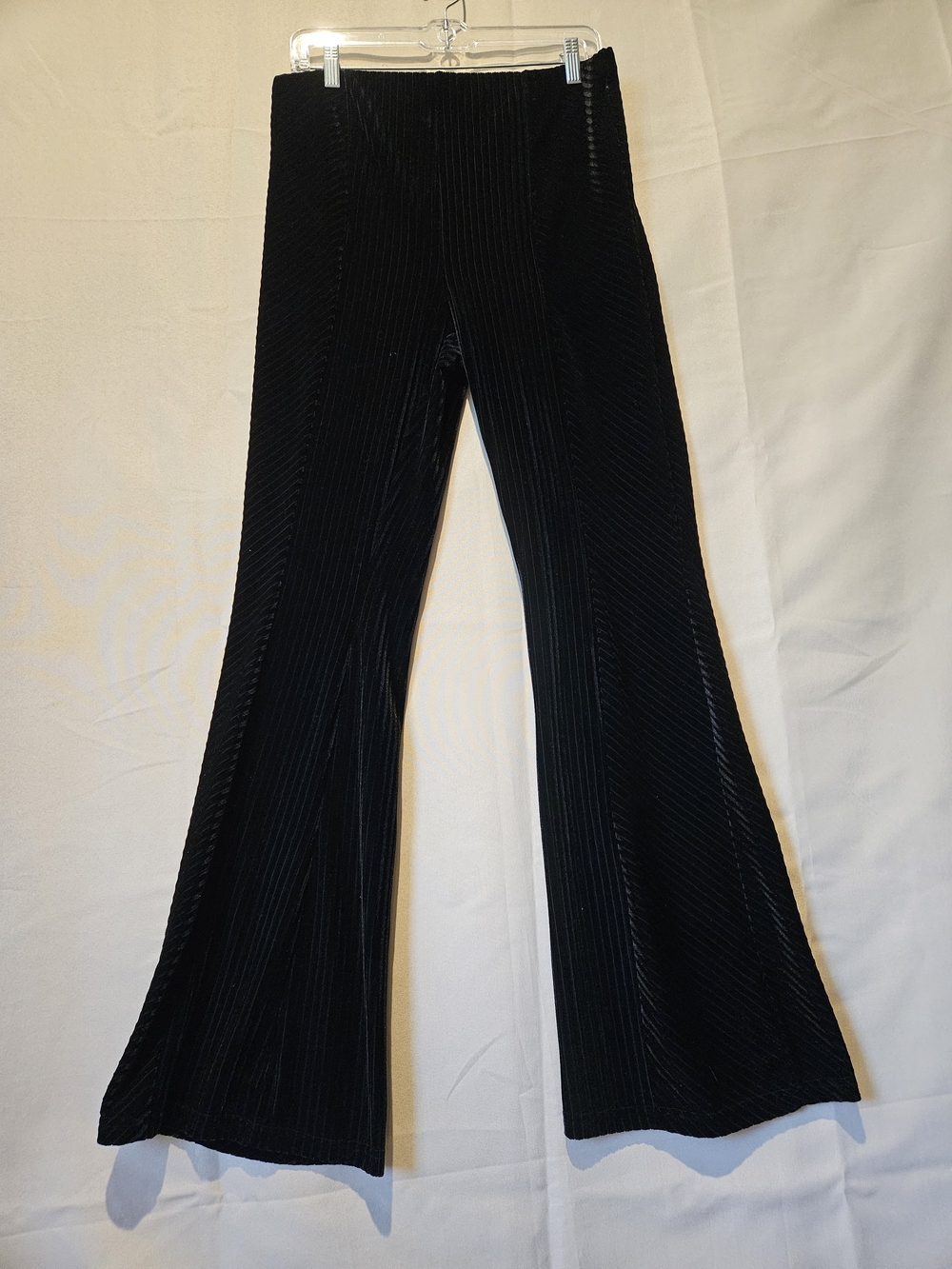 Vintage Havana Black  High Waist Velvet Flared Pants Size L